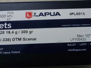 Geschosse LAPUA cal 338 300gr Scenar