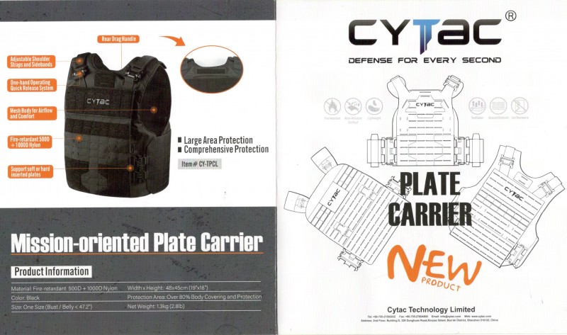 Cytac Schutzweste - Plattenträger + Panzerplatten