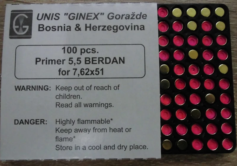 Zündhütchen Ginex  Berdan LR  5,5mm